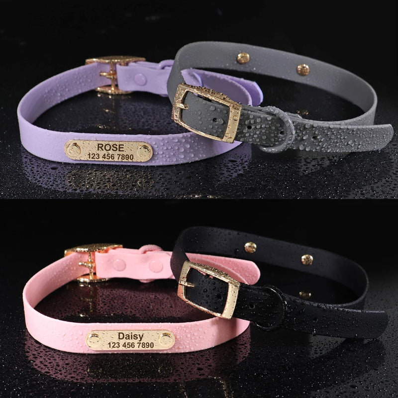 Custom Waterproof Dog Collar, Premium Engraved Tag