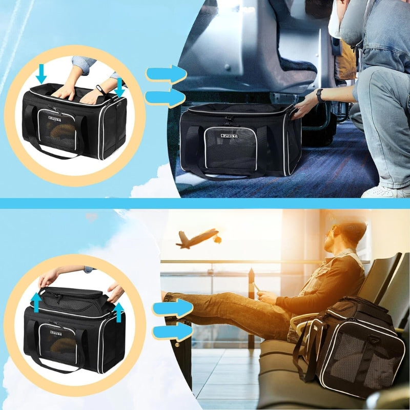 Pet Carrier Airline Approved with Expandable Roof