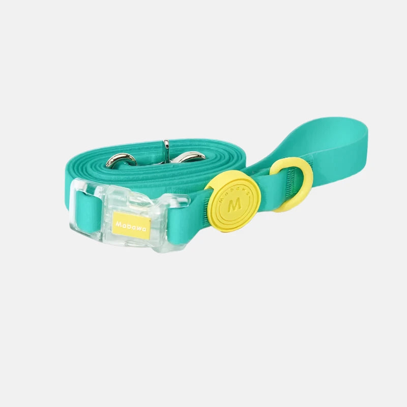 dog leash waterproof green with yellow details